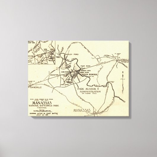 Erste Schlacht bei Bull Run - Panorama des Zivilen Leinwanddruck (Vorderseite)