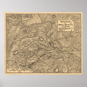 Erste Schlacht bei Bull Run - Panorama des Zivilen Poster