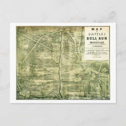 Erste Schlacht bei Bull Run - Panorama des Zivilen Postkarte (Vorderseite)