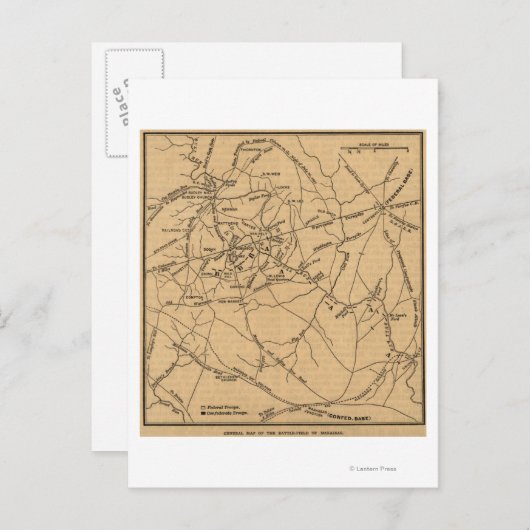 Erste Schlacht bei Bull Run - Panorama des Zivilen Postkarte (Vorne/Hinten)