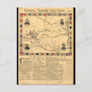 Erste Schlacht von Bull Run Map 21. Juli 1861 Postkarte