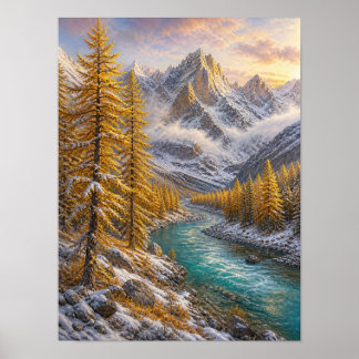 Erste-Schnee-Lärchen-Tal 12x16 Poster