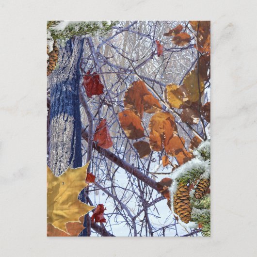 Erste Schnee Winter Camouflage Print Postkarte (Vorderseite)