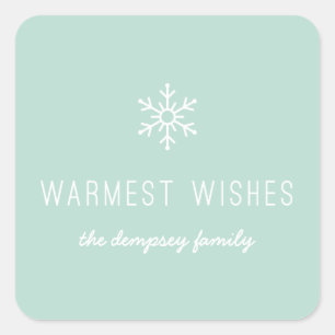 Erste Schneefall-Aufkleber - Minze Quadratischer Aufkleber