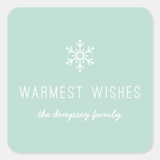 Erste Schneefall-Aufkleber - Minze Quadratischer Aufkleber (Vorderseite)