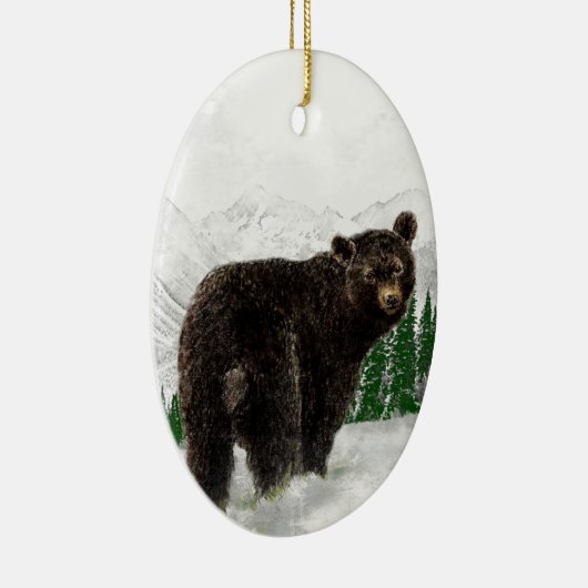 Erste Schneefall Schwarzer Bär Wilderness Keramikornament (Rechts)