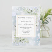 Erste Schneeflocken Ändern Sie die Blätter des Dat Save The Date (Stehend Vorderseite)