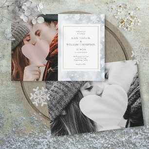 Erste Schneeflocken-Fotos Winter-Hochzeitseinladun Einladung