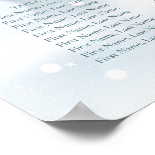 Erste Schneeflocken Hochzeitstabelle Poster (Ecke)