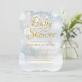 Erste Schneeflocken Paare Kinderdusche / Sprinkle Einladung (Stehend Vorderseite)