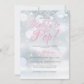 Erste Schneeflocken Rosa Bereit zum Pop Kinderdusc Einladung (Vorderseite)