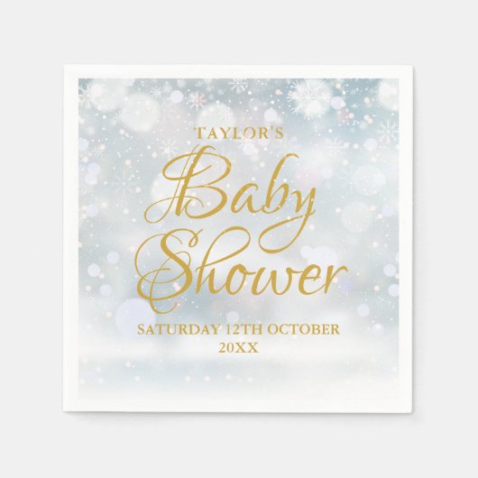 Erste Schneeflocken Winter Baby Dusche / Sprinkle Serviette (Vorderseite)