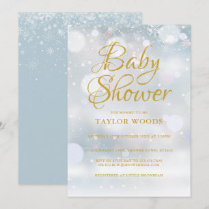 Erste Schneeflocken Winter-Baby-Party / Sprinkle Einladung