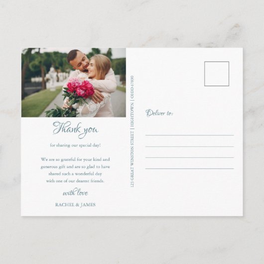 Erste Schneeflocken Winter Hochzeit Foto Vielen Da Postkarte (Rückseite)