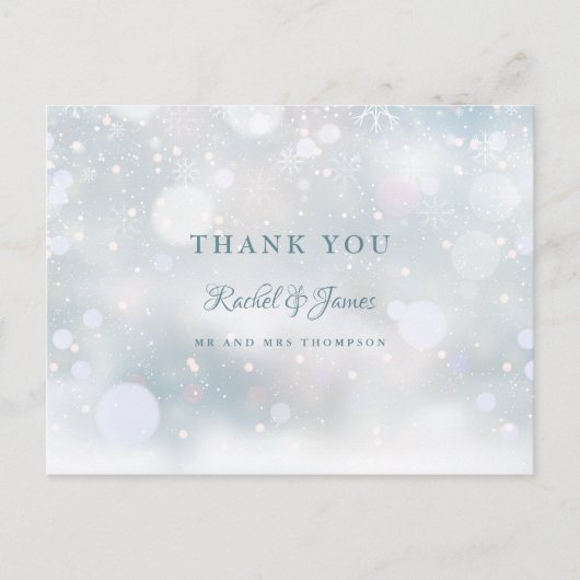 Erste Schneeflocken Winter Hochzeit Foto Vielen Da Postkarte (Vorderseite)