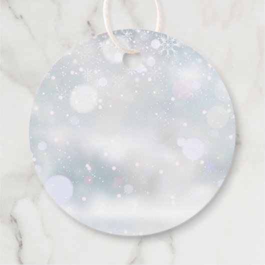 Erste Schneeflocken Winterhochzeit Danke Geschenkanhänger (Rückseite)