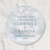 Erste Schneeflocken Winterhochzeit Danke Geschenkanhänger (Vorderseite)