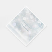 Erste Schneeflocken Winterhochzeit Elegante Serviette (Ecke)