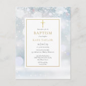 Erste Schneeflocken Wintertaufe Christening Einladungspostkarte (Vorderseite)