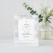 Erste Schneeflocken Wintertaufe Christening Einladungspostkarte (Stehend Vorderseite)