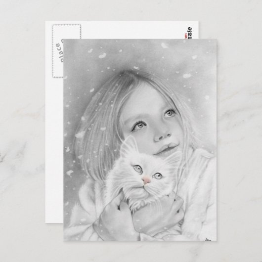 Erste Schneemännin Postcard Postkarte (Vorne/Hinten)