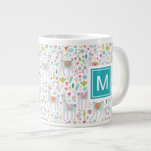 Erste Schritte hinzufügen| Niedliches Pastell-Lama Jumbo-Tasse (Vorderseite Rechts)