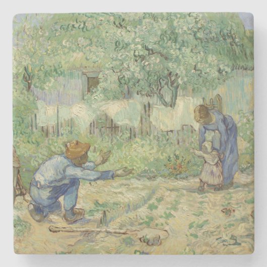 Erste Schritte nach Hirse durch Vincent van Gogh Steinuntersetzer (Vorderseite)