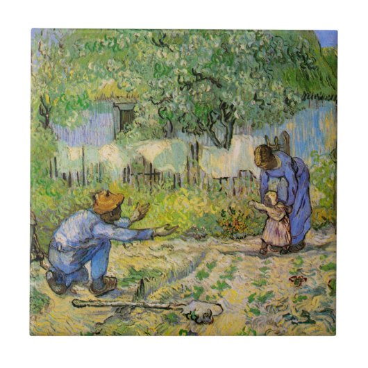 Erste Schritte (nach Millet) von Vincent van Gogh Fliese (Vorderseite)