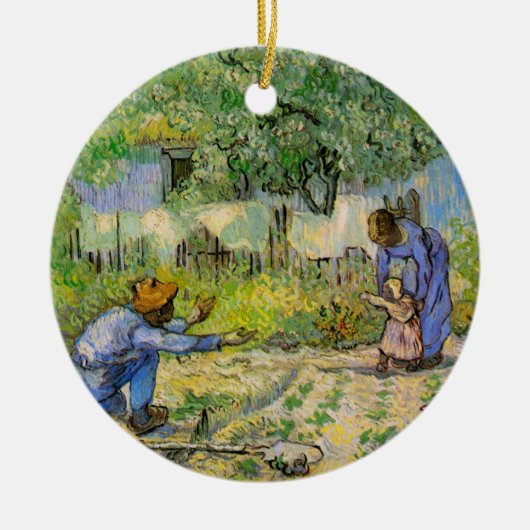 Erste Schritte (nach Millet) von Vincent van Gogh Keramik Ornament (Vorne)