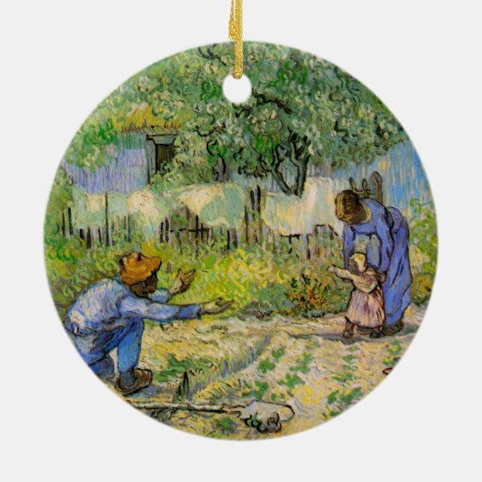 Erste Schritte (nach Millet) von Vincent van Gogh Keramik Ornament (Hinten)