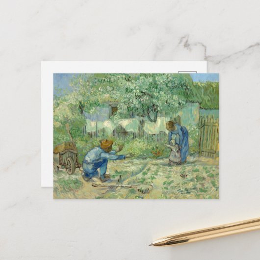 Erste Schritte nach Millet von Vincent Van Gogh Postkarte (Vorderseite/Rückseite Beispiel)