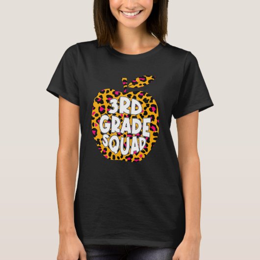 Erste Schule 3. Klasse Squad Leopard Back Scho T-Shirt (Vorderseite)