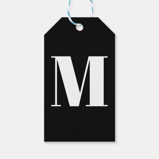 Erste Schwarz-weiße Anpassung von Monogramm Geschenkanhänger (Vorderseite)