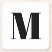 Erste Schwarz-weiße Anpassung von Monogramm Rechteckiger Pappuntersetzer (Vorderseite)