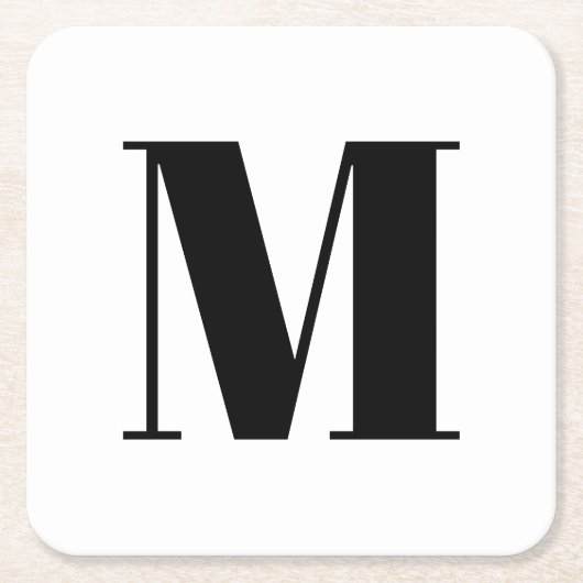 Erste Schwarz-weiße Anpassung von Monogramm Rechteckiger Pappuntersetzer (Vorderseite)