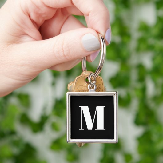 Erste Schwarz-weiße Anpassung von Monogramm Schlüsselanhänger (Hand)