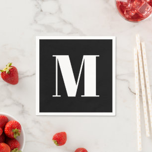 Erste Schwarz-weiße Anpassung von Monogramm Serviette