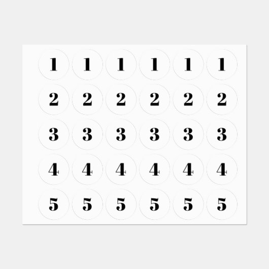 Erste / Schwarz-weiße Anzahl von Monogramm anpasse Etiketten (Blatt)