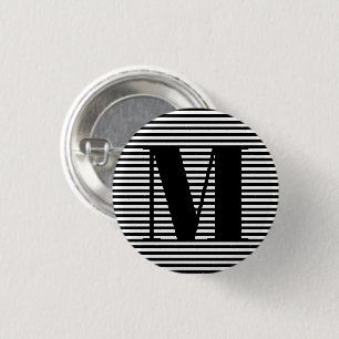 Erste Schwarz-weiße Streifen in Monogramm anpassen Button