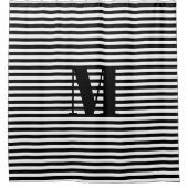 Erste Schwarz-weiße Streifen in Monogramm anpassen Duschvorhang (Vorderseite)