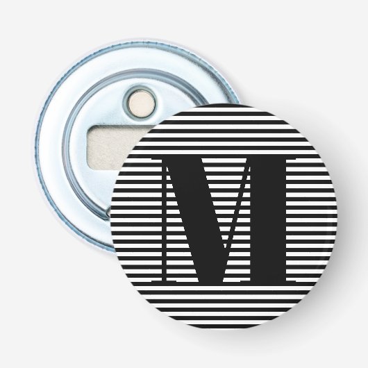 Erste Schwarz-weiße Streifen in Monogramm anpassen Flaschenöffner (Vorderseite)