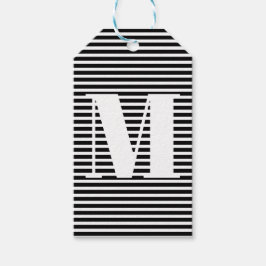 Erste Schwarz-weiße Streifen in Monogramm anpassen Geschenkanhänger