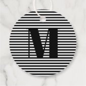 Erste Schwarz-weiße Streifen in Monogramm anpassen Geschenkanhänger (Rückseite)