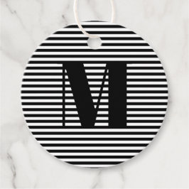 Erste Schwarz-weiße Streifen in Monogramm anpassen Geschenkanhänger