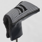 Erste Schwarz-weiße Streifen in Monogramm anpassen Golf Headcover (3/4 Vorderseite)