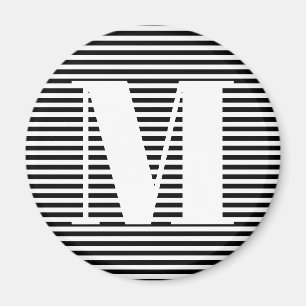 Erste Schwarz-weiße Streifen in Monogramm anpassen Magnet