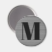 Erste Schwarz-weiße Streifen in Monogramm anpassen Magnet (Vorderseite/Rückseite)