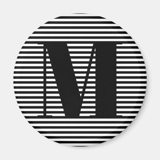 Erste Schwarz-weiße Streifen in Monogramm anpassen Magnet (Vorne)