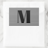 Erste Schwarz-weiße Streifen in Monogramm anpassen Rechteckiger Aufkleber (Tasche)