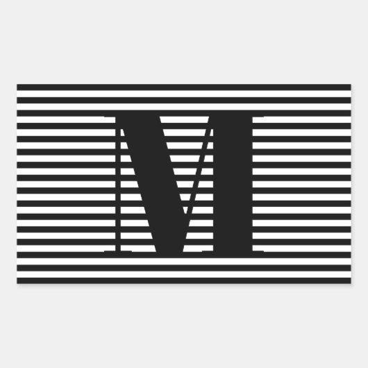 Erste Schwarz-weiße Streifen in Monogramm anpassen Rechteckiger Aufkleber (Vorderseite)